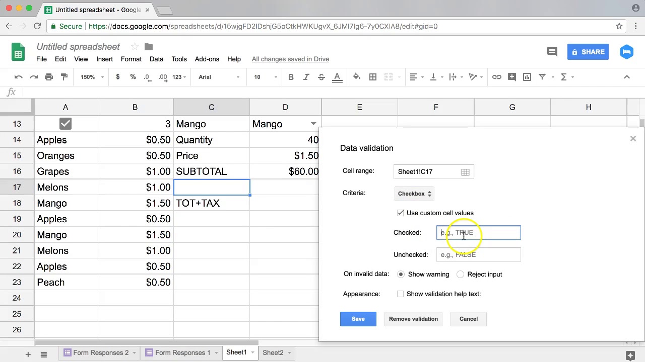 how to create drop down list in google sheets