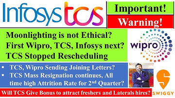 TCS Wipro Infosys Sending Joining Letters | #reschedule DOJ #moonlighting | Mass #resignation in #IT