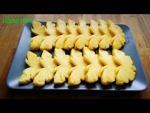 How to cut a pineapple # วิธีปอกสับปะรดให้เป็นรูปผีเสื้อ แบบง่ายๆ