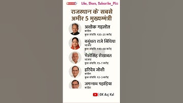 राजस्थान के टॉप 5 अमीर मुख्यमंत्री | Net Worth List 😲 | #cm #ytshorts #shorts #rajasthan #politics