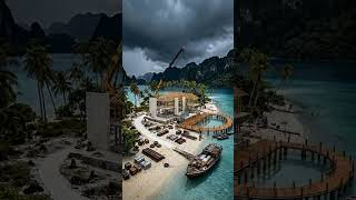 buy an island and build a luxury villa with cool yatch.
