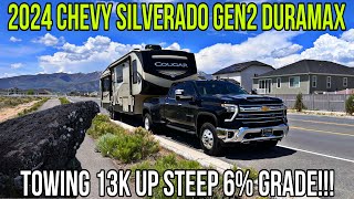 2024 Chevy Silverado 3500 Stress Test: Towing 13,000 Pounds Up Steep 6% Grade With New Duramax!