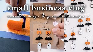 making laser-cut earrings, halloween shop update, packing orders (chat & timelapse) | studio vlog 50