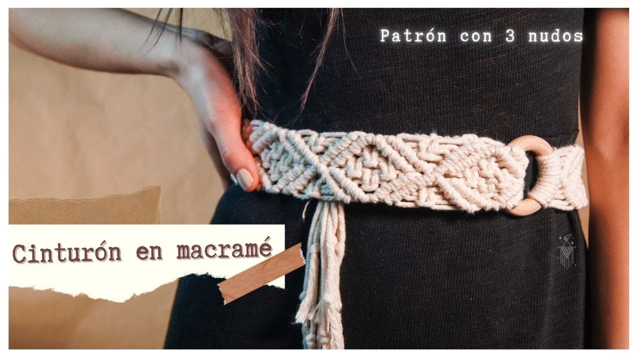 🧶CINTURÓN EN MACRAMÉ PASO A PASO | PATRÓN DE CINTILLO, FAJA CON ARO DE MADERA SÓLO TRES NUDOS DIY