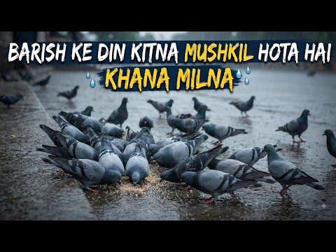 So Beautiful Pigeon Eating Food | Barish Ke Din Kitna Mushkil Hoti Hai Birds Logo Ko Khana Milna |