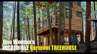 Woman builds a TINY HOUSE in a TREE in an INCREDIBLE setting!