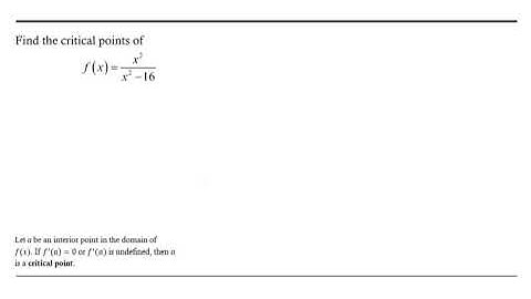 Critical Points: Rational Function