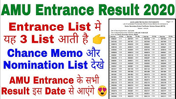 AMU Entrance Result 2020 | AMU Special Category List | AMU BA BSc & 11th Entrance Result