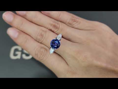Сапфир Royal Blue в огранке круг 3,05 карат, Шри-Ланка  Видео  № 1