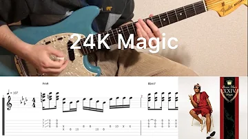 Bruno Mars - 24K Magic (guitar cover with tabs & chords)