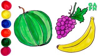Aprenda el nombre de frutas y verduras | Aprende los colores para niño | Dibujo de frutas y verduras