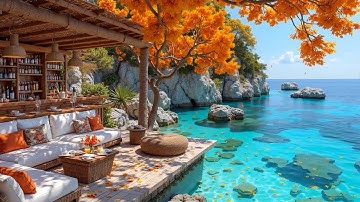 Cheerful Autumn Morning Jazz & Upbeat Bossa Nova Music at a Beachside Cafe for Relaxing, Studying