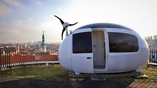 Egg-shaped micro home allows inhabitants to live off-grid