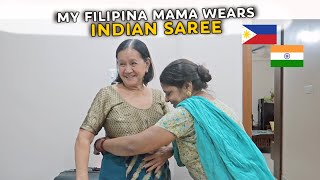 MY FILIPINA MOM LOOKS BEAUTIFUL in INDIAN SAREE ♥︎Filipino Indian Family