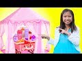 Wendy pretend play makeup makeover with pink tent toy