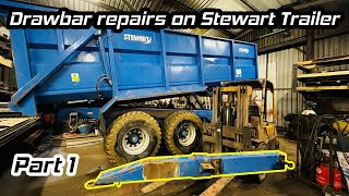 Drawbar repairs on 18tonne Stewart trailer. Part 1