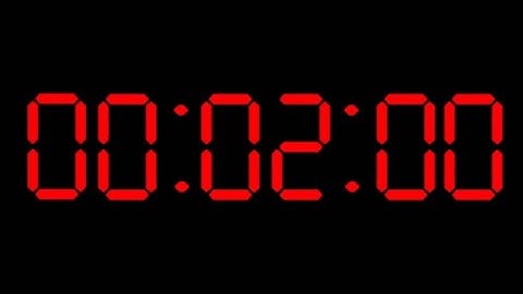 2 Minute Countdown Timer w/ Alarm - Digital Clock - Red w/ Black Background - Retro Westclox - 2:00
