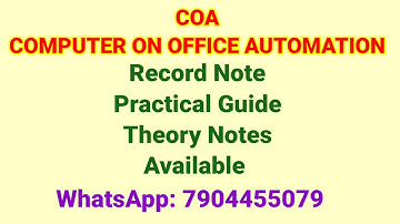 COA Theory Notes | COA Record Note | COA Practical