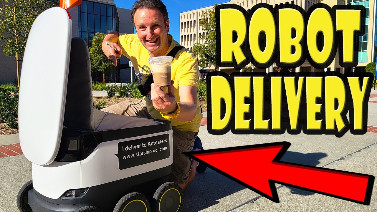 A ROBOT Delivered my Starbucks Coffee Starship Food Delivery YouTube