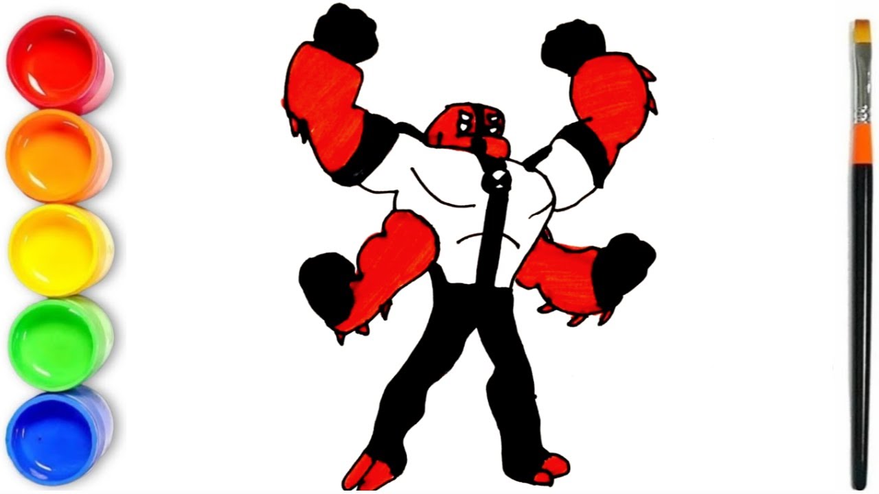How to draw Four Arms, Ben 10 Four Arms Drawing, Four Arms YouTube
