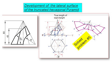 development of lateral surface truncated hexagonal pyramid with two section planes