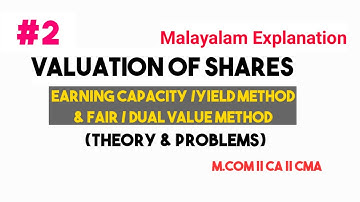 Valuation of shares under Earning Capacity Method & Fair value Method (Theory & Problems)