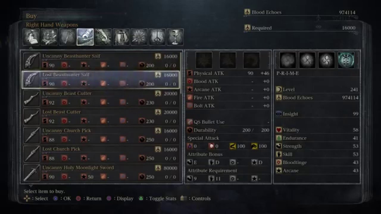 Bloodborne™ All te DLC weapons in their LOST and UNCANNY versions (The