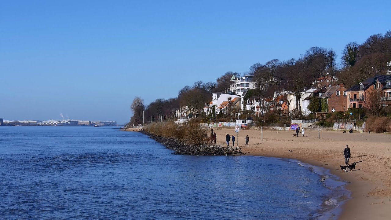 wasserstoff Hamburg, Övelgönne, Elbufer, Elbe, Strand - Full HD (1080p) Videobild