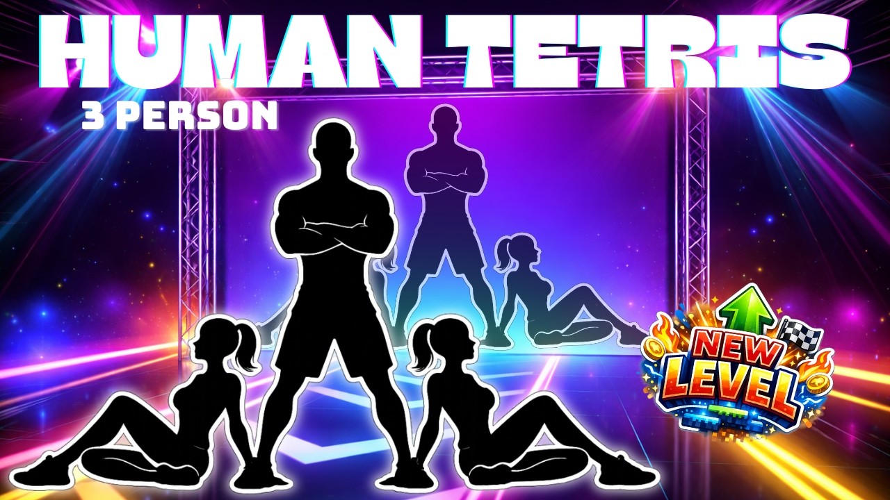 HUMAN TETRIS 3 Player Challenge | CO-OP | Can You Fit The Shape? | Immersive Interactive Warm Up