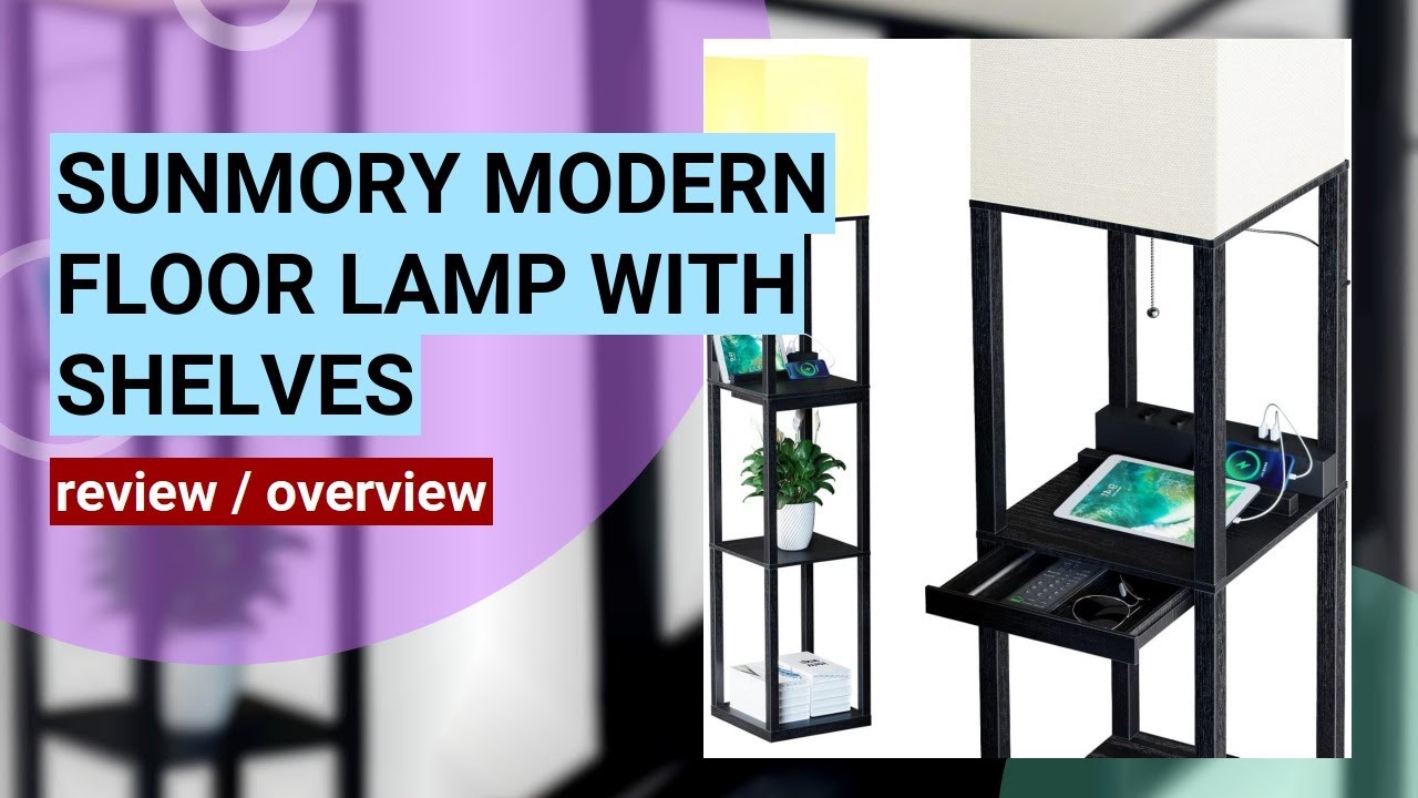 Review: SUNMORY Floor Lamp with Shelves and USB Charging Ports - YouTube