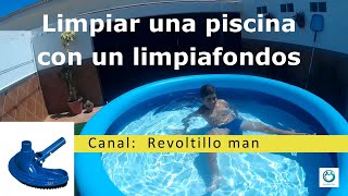 Cómo limpiar el fondo de una piscina hinchable con un limpiafondos. -  YouTube