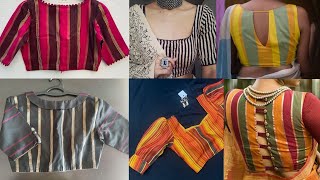 Beautiful Stripes Blouse Designs||Trendy Stripes Blouse Designs For Saree||Lining Blouse Designs