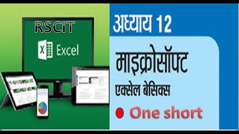 12. माइक्रोसॉफ्ट एक्सेल (Microsoft Excel) || RSCIT chapter 12 One short video
