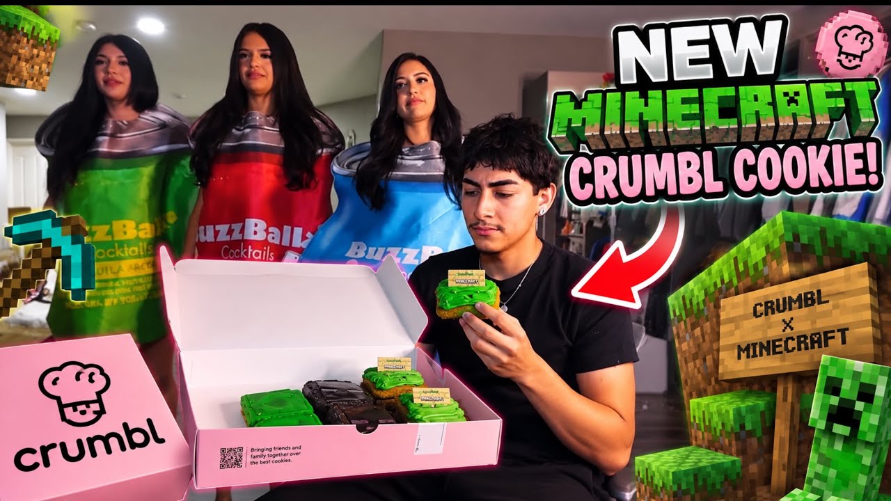 Zavala tries the Minecraft Crumbl cookies with buzzball girls!￼