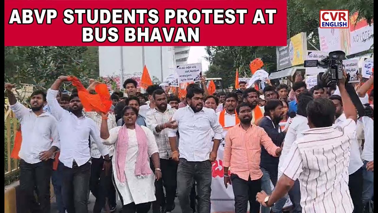 ABVP Students Protest At Bus Bhavan | Student Bus Fare Hike Tiggers Protests |CVR English