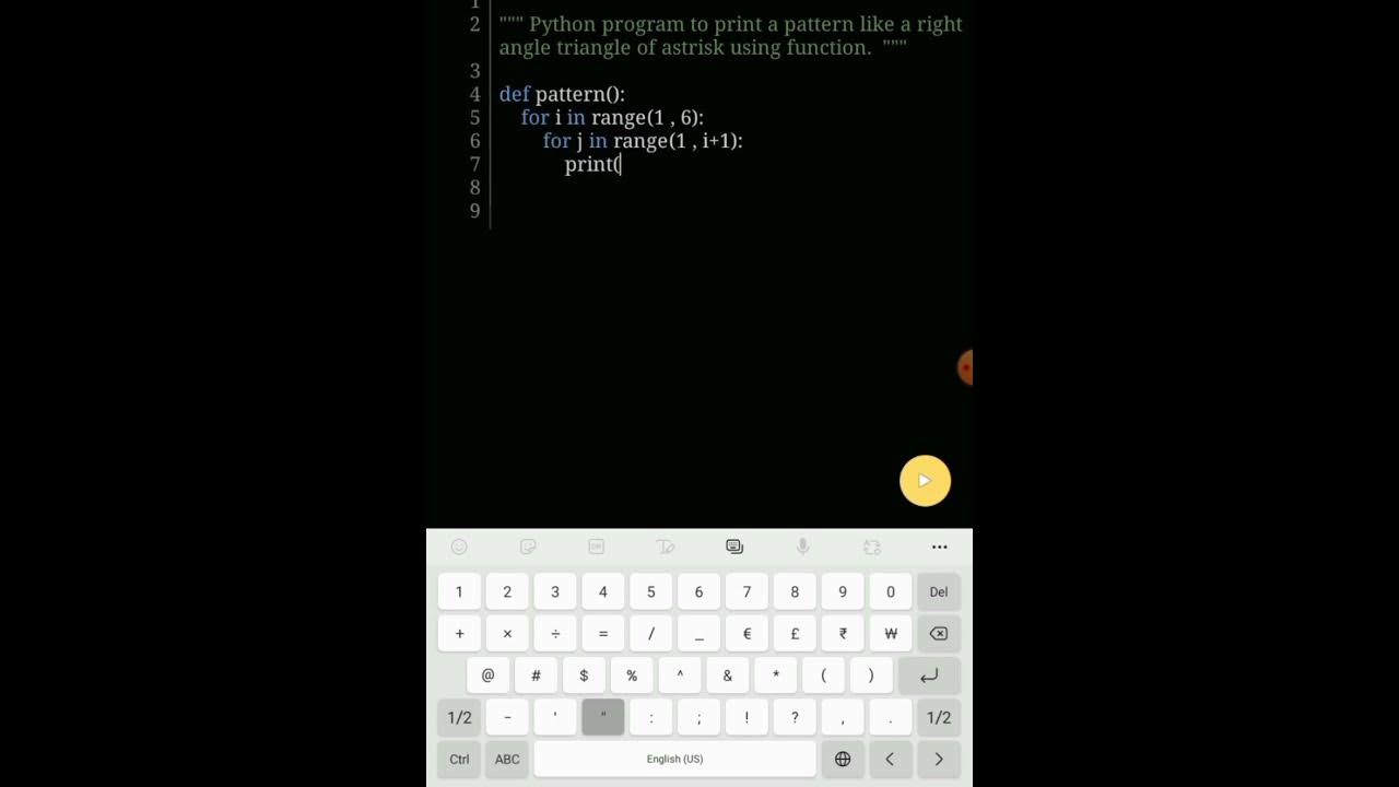 Python program to print a pattern like a right angle triangle of ...