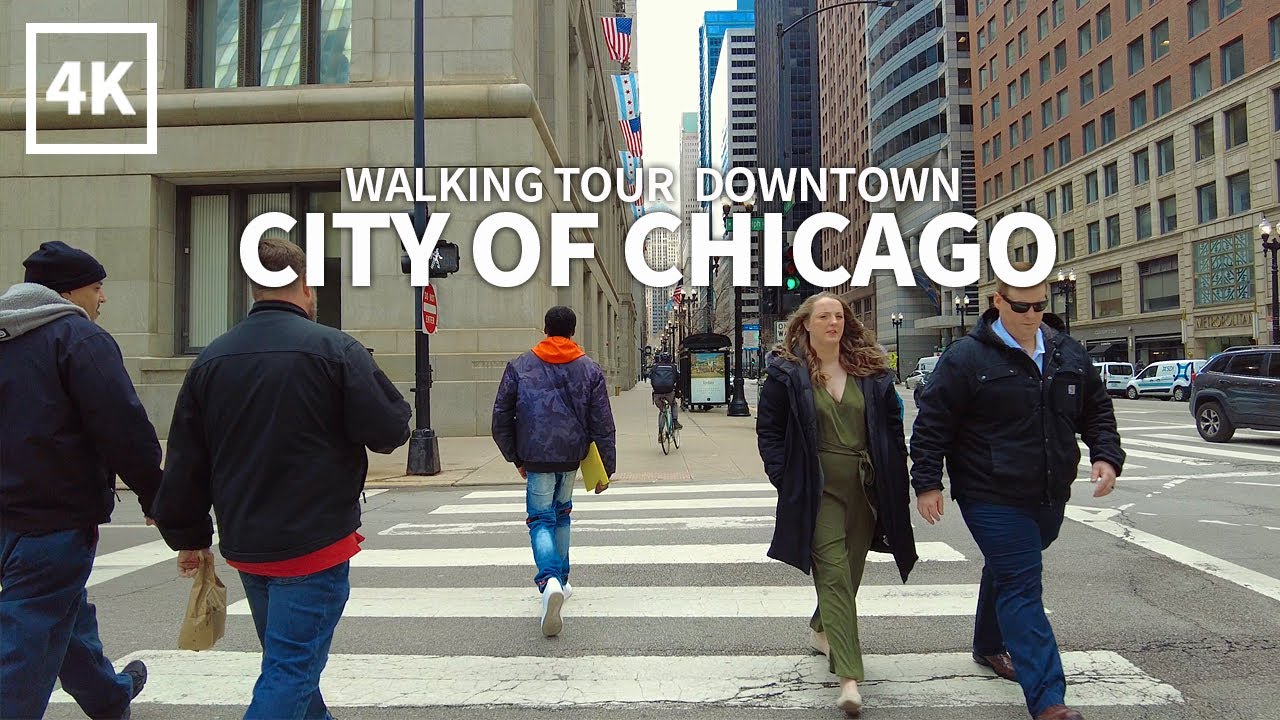 [4K] CHICAGO - Walking Tour Downtown Chicago, Randolph Street, Illinois, USA