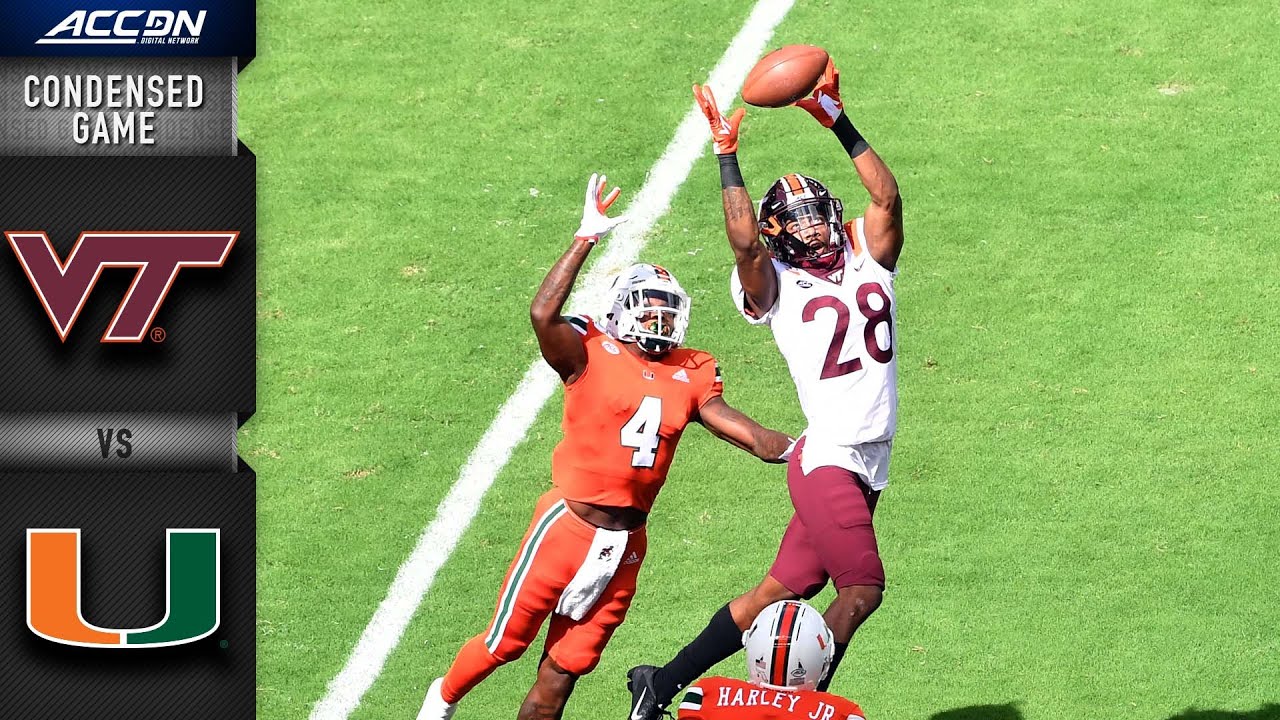 Virginia Tech Vs Miami Condensed Game Acc Foorball 2019 20