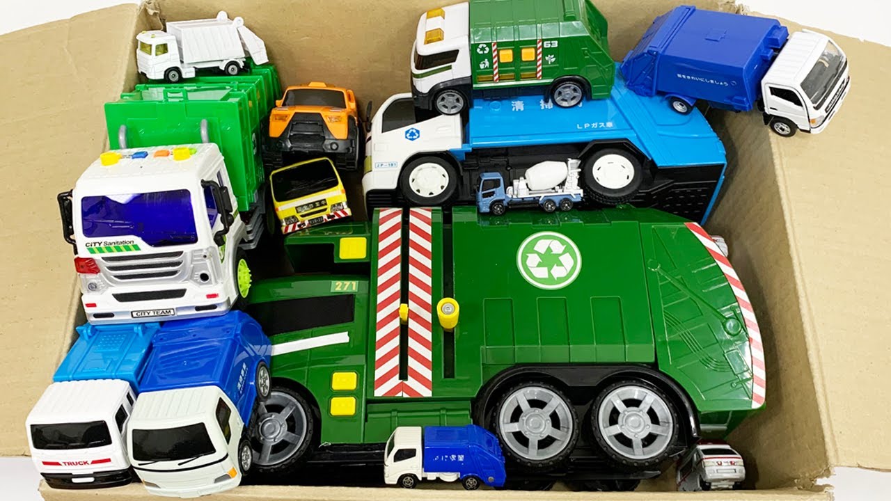 ミニカーいろいろ!気になるものあれば質問ください! いろんな形のゴミ収集車のミニカーで坂道走行テスト サイレン