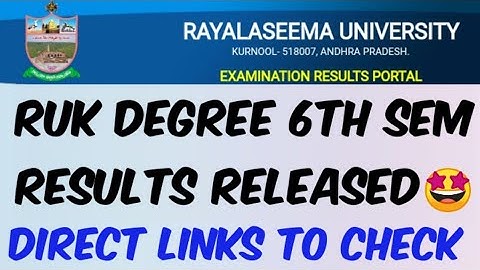 Rayalaseema University Degree 6th sem Results Released//RUK 6th sem Results Released