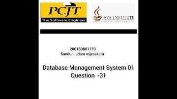 Data Base Task 31| DBMS Question Session | 1st Year | Java Institute