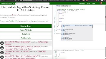 Lets play free code camp Intermediate Algorithm Scripting: Convert HTML Entities