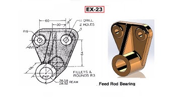 Solidworks tutorial of Ex 23 Feed Rod Bearing Geometric Shape from the second assignment of LernVern