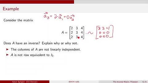 MATH 3191: Summary of Inverse Matrix Theorem