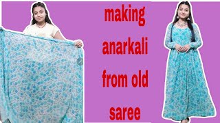 Saree se Anarkali kaise banaye/making Anarkali from old saree😍#anarkali #oldsaree #viral screenshot 2