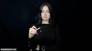 [1] Lesya is smoking all-white Winston cigarette, flicking ash onto the floor | 4K Resolution