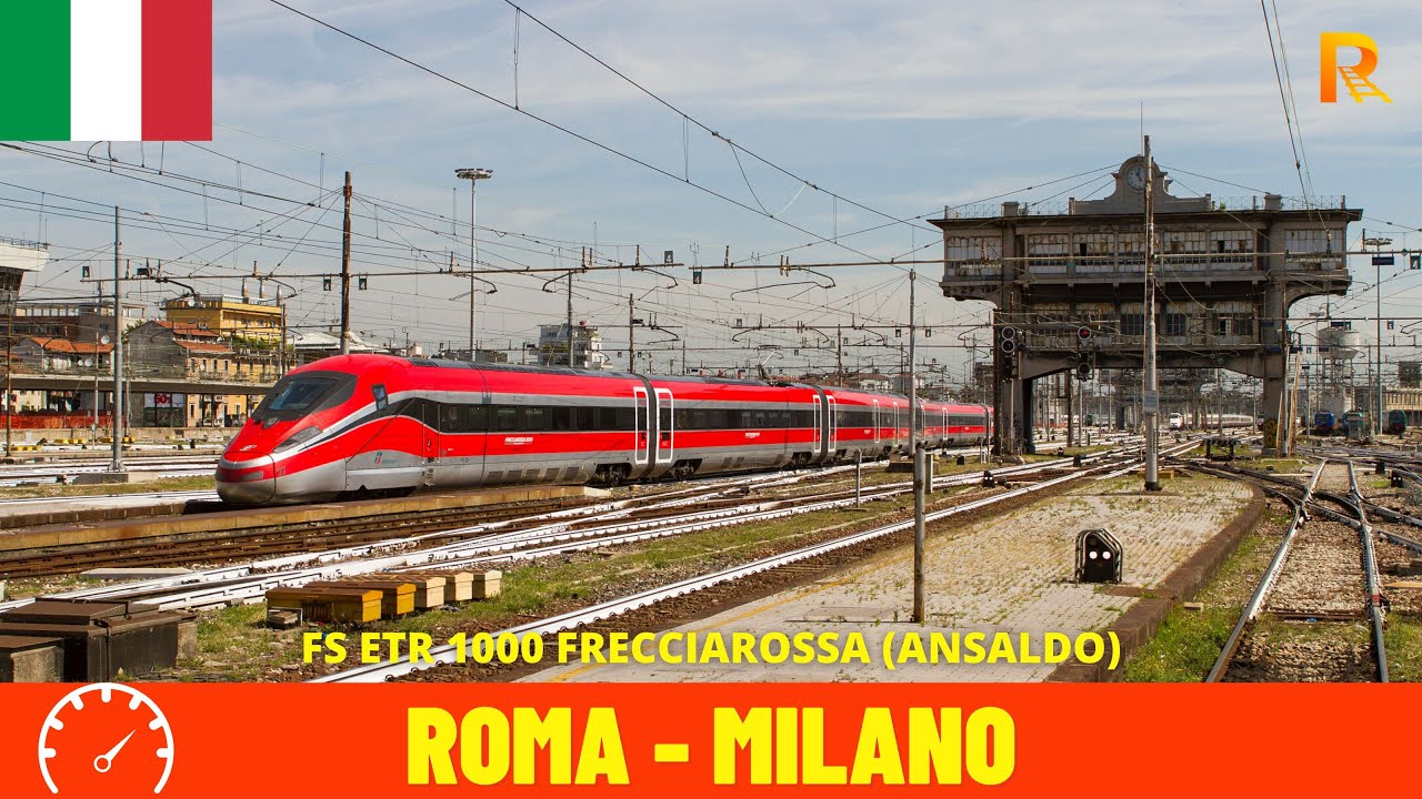 Cab Ride Rome - Milan on Italian Frecciarossa on High-Speed-Line up to 300 km/h - 4K