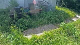 Backyard Needs Serious Help (Tall Grass Mowing String Trimming)