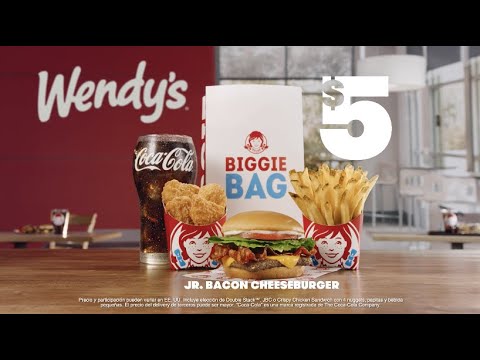 La Wendy's Biggie Biggie Bag - ¿Cuál es el primer meal en el que piensas cuando tienes hambre? Porque si no es la Biggie™ Bag... Con tu elección entre una JBC, una Double Stack o un Crispy Ch