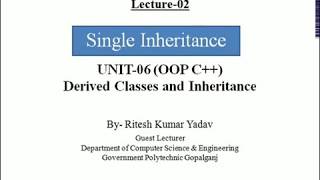 Lecture 02 Single Inheritance in C++||OOP C++ By Ritesh Sir